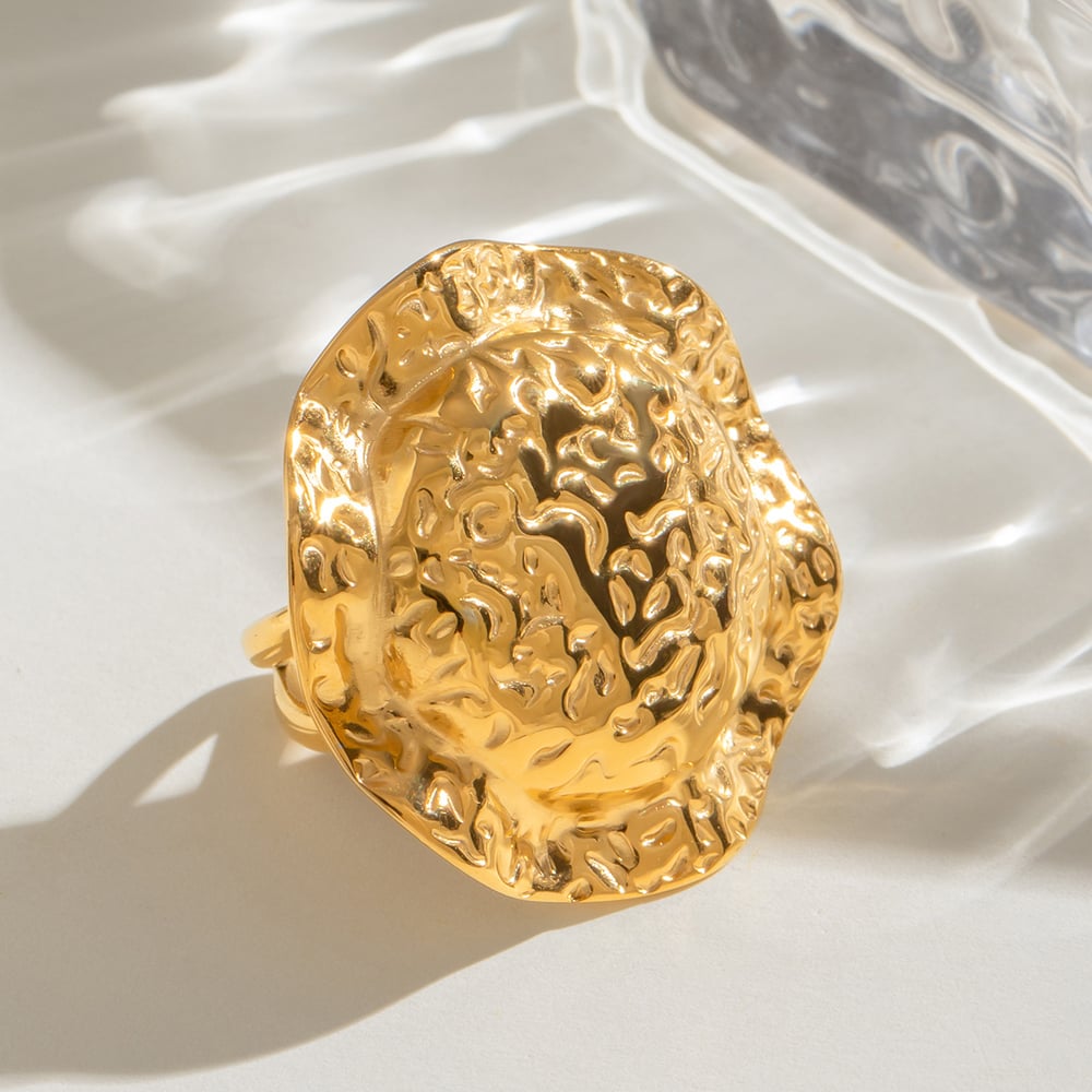 1 paio di orecchini da donna in acciaio inossidabile placcato oro , stile retrò, serie semplice